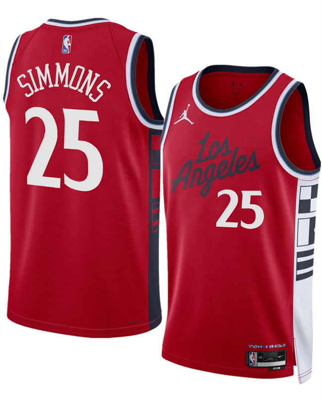 Men's Los Angeles Clippers #25 Ben Simmons Red 2024/25 Statement Edition Stitched Jersey